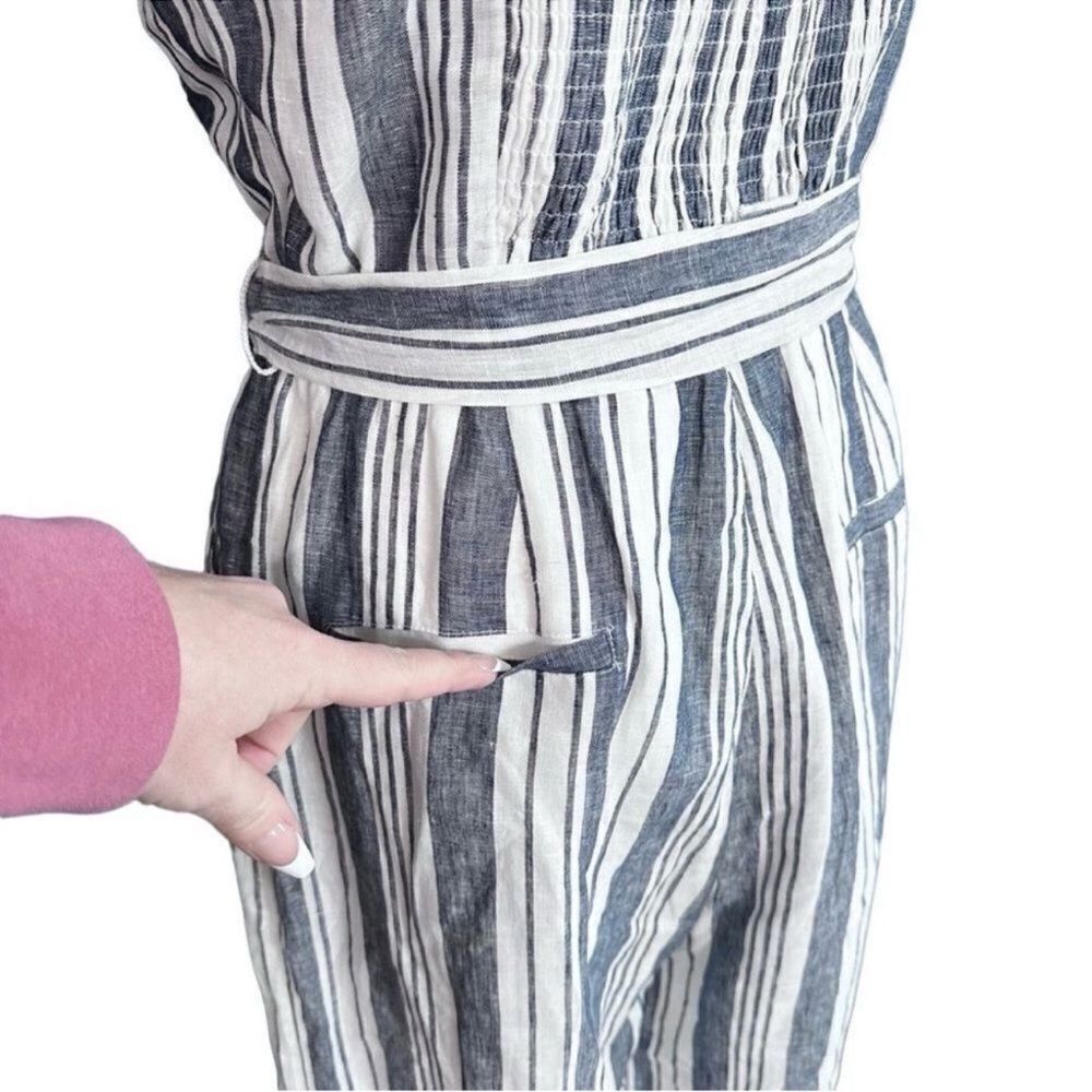 Charter Club Nautical Linen Blend Belted Jumpsuit Size 8 - Picture 7 of 14